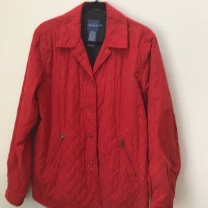 Jacket with corduroy patch on back of sleeve